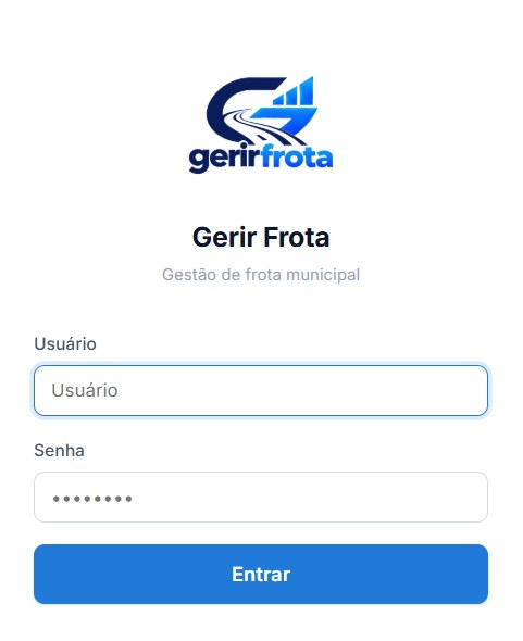 Tela de acesso ao sistema Gerir Frota, com usuário e senha